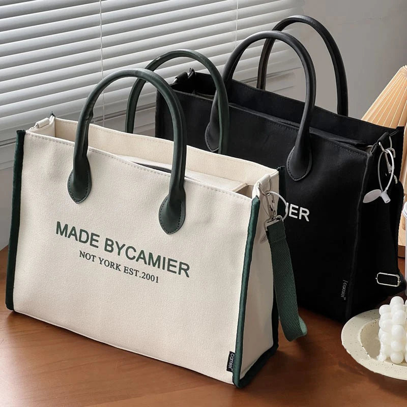 Hylhexyr Large Capacity Thickened Canvas Square Tote Bags With Zipper