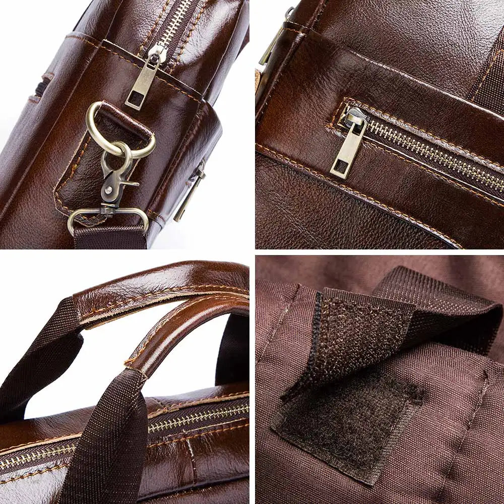 Herren Aktentasche aus echtem Leder, tragbare Bürohandtasche
