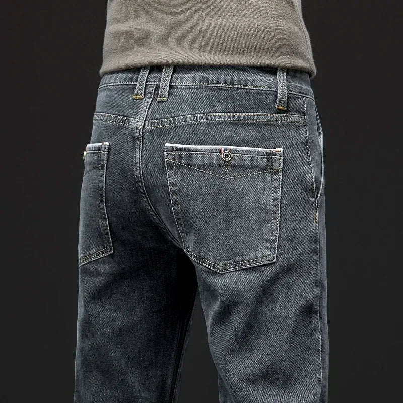 Autumn Winter New Men's Casual Cotton Stretch Slim Fit Jeans