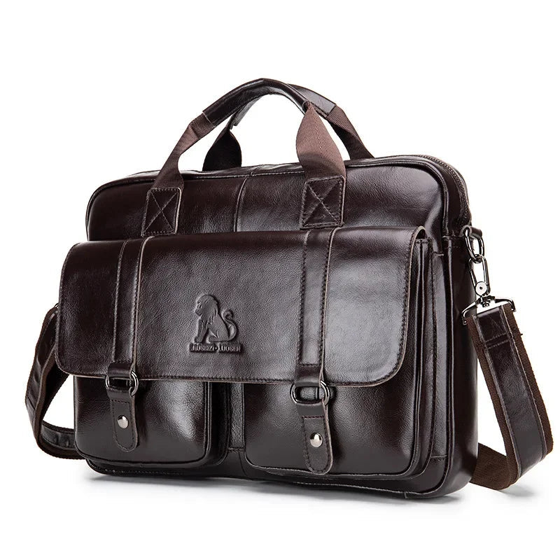 Neu 100% echtes leder herren aktentasche laptoptasche