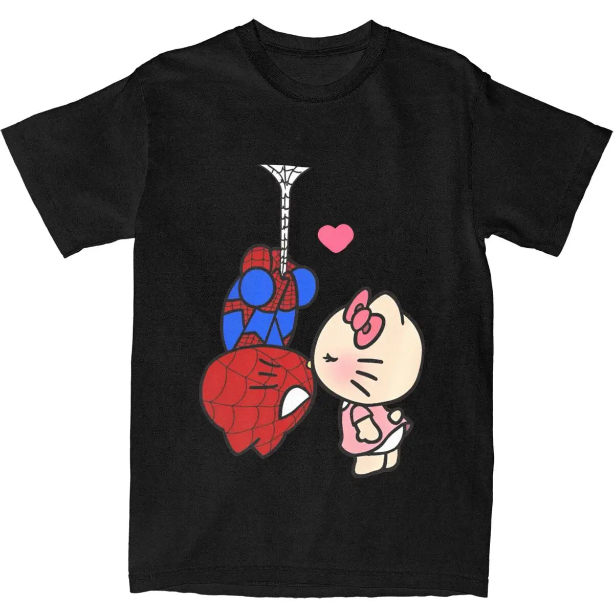 Sanrio Hello Kitty Cartoon Spiderman T Shirt Couple Pure Cotton T Shirts Summer