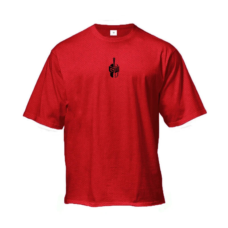 Mesh Oversized T-Shirt Herren Überschnittene Schultern Halbarm