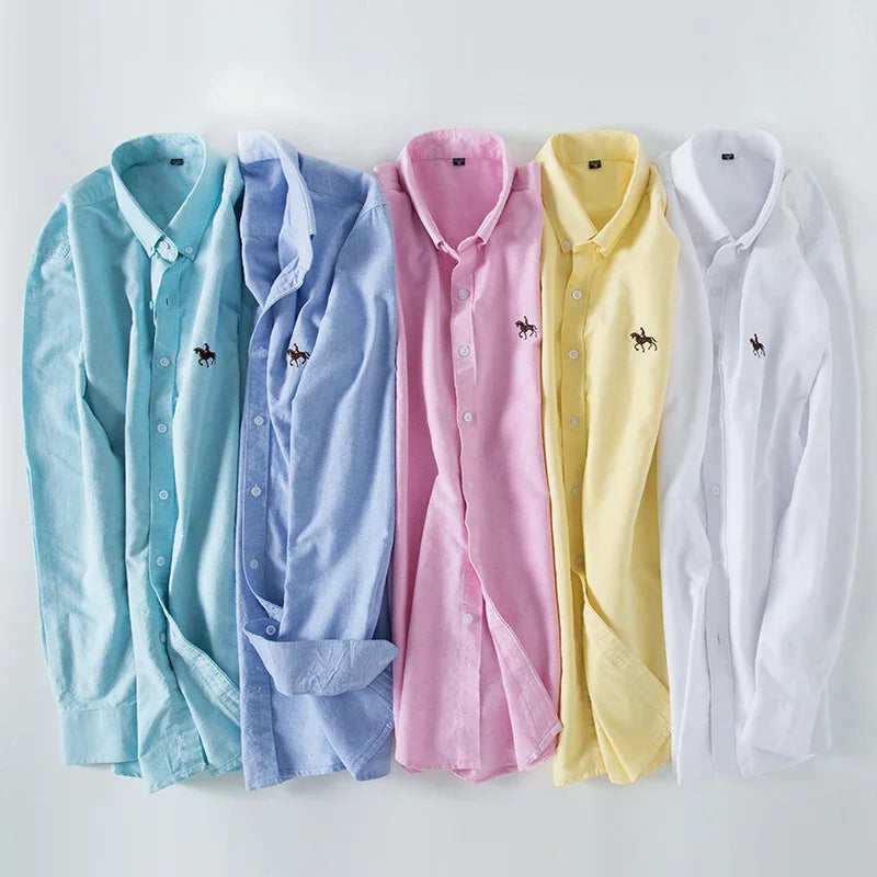 DVEL Men’s Oxford Shirt Long Sleeve Pure Cotton