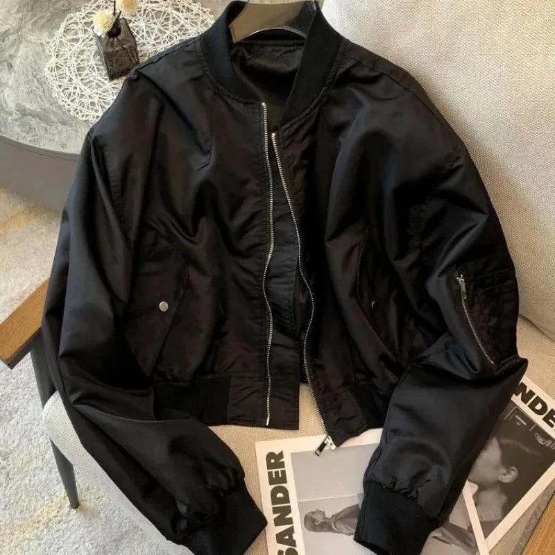 New Vintage Cropped Bomber Jacket