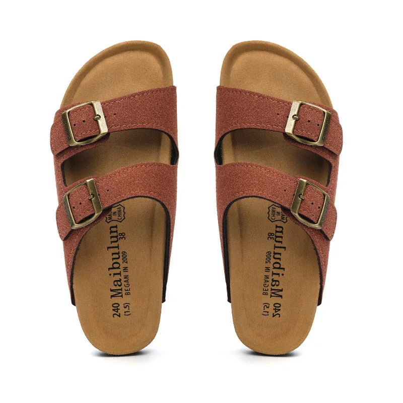 Women Cork Slippers Summer Mule Clogs Flats Sandals
