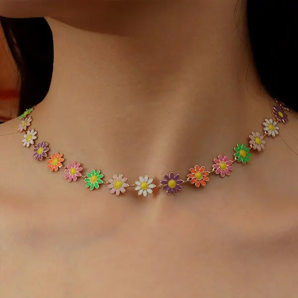New Double Layer Daisy Flower Clavicle Necklace