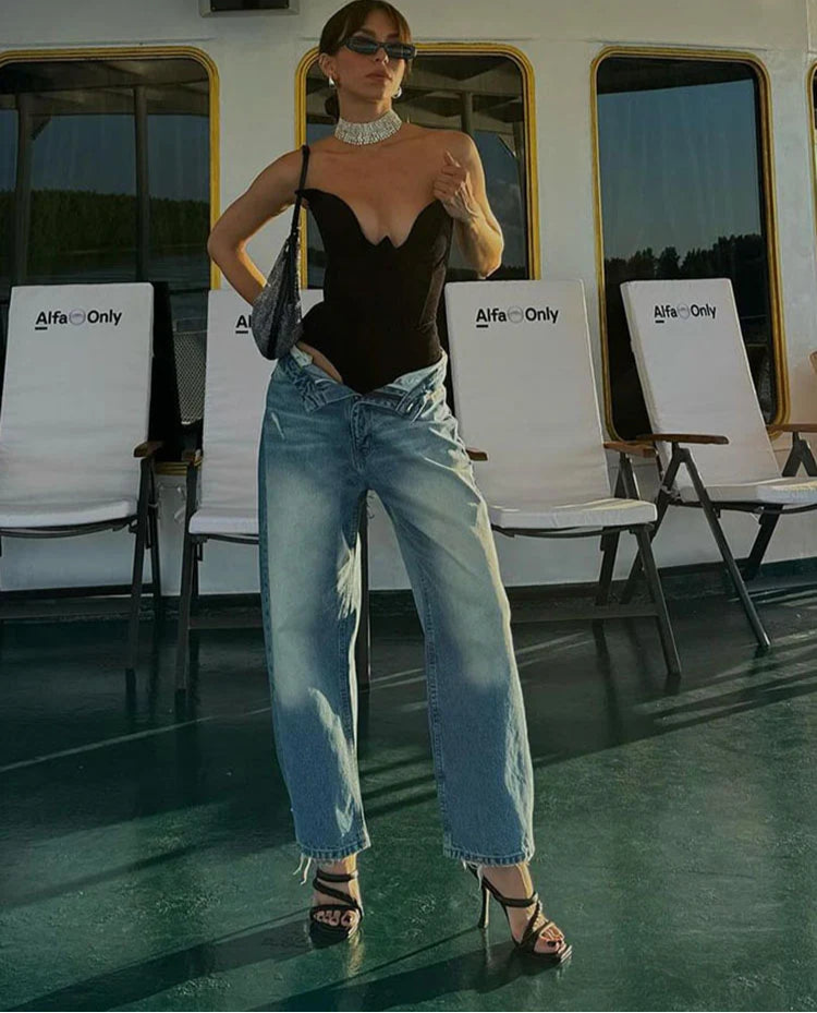 Simple Strapless Chic Shape Low Neck Skinny Tank Tops