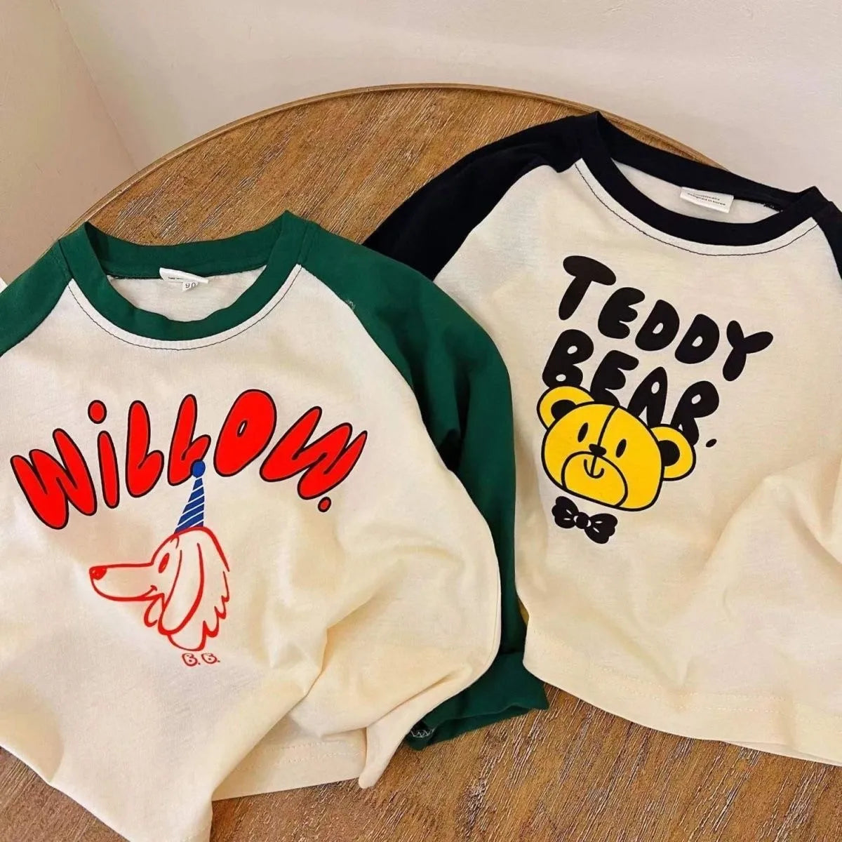 New Cartoon Spliced Long Sleeve T-shirt