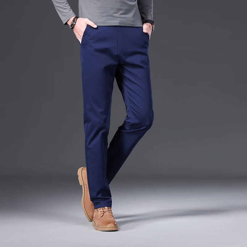 Men's Casual Coffee Stretch Straight Classic Lightweight Business Casual Pants