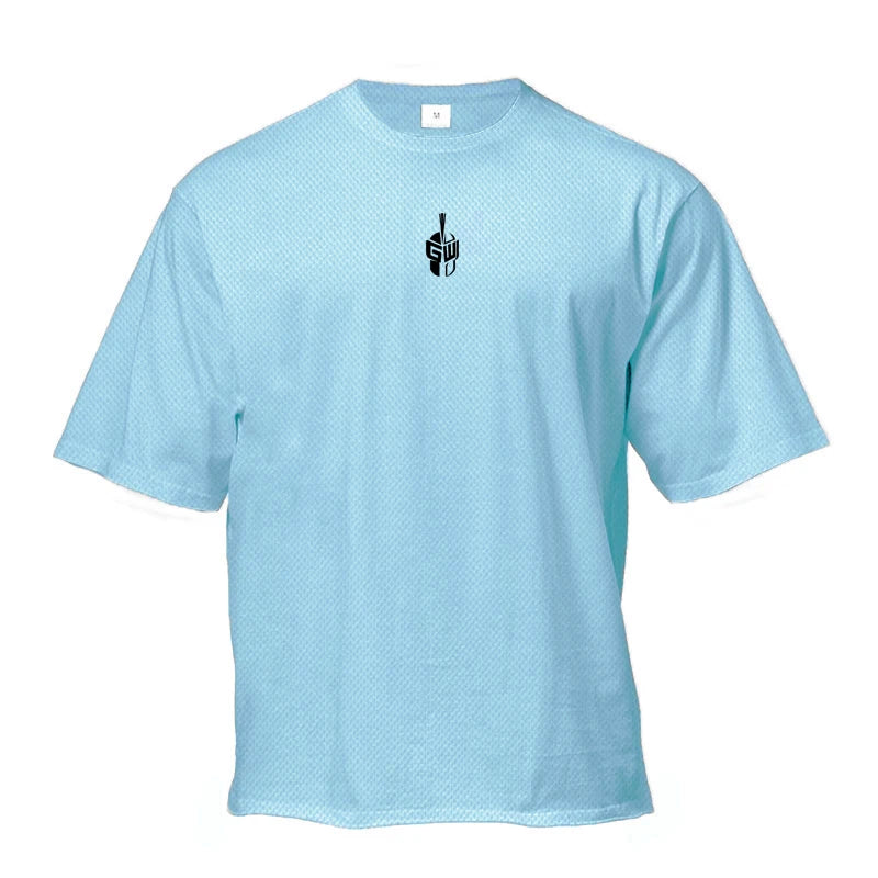 Mesh Oversized T-Shirt Herren Überschnittene Schultern Halbarm