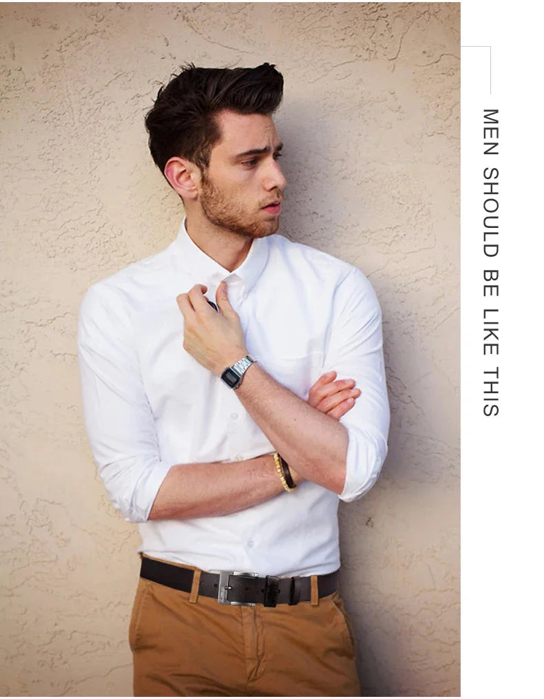 Men's High Quality Metal Buckle Jeans Cowskin Casual Belts