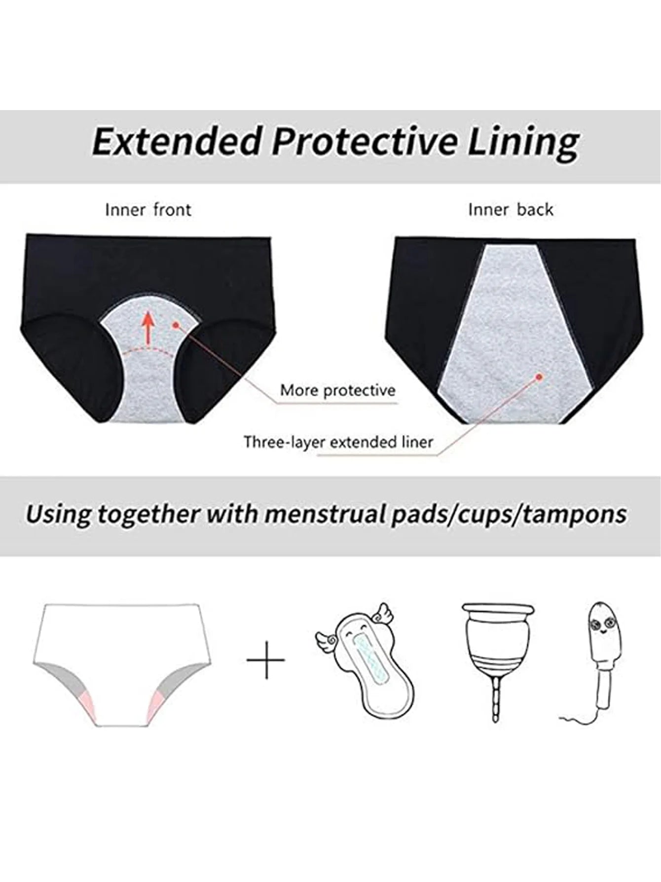 Damen schützende Menstruationshöschen aus Baumwolle