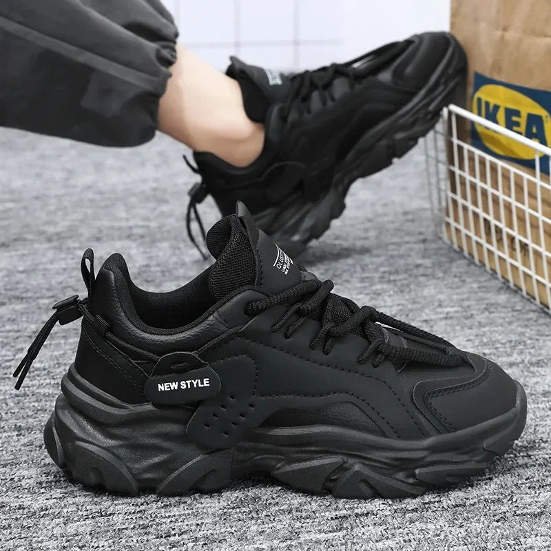Herren PU Leder Plateau Freizeit Sneakers