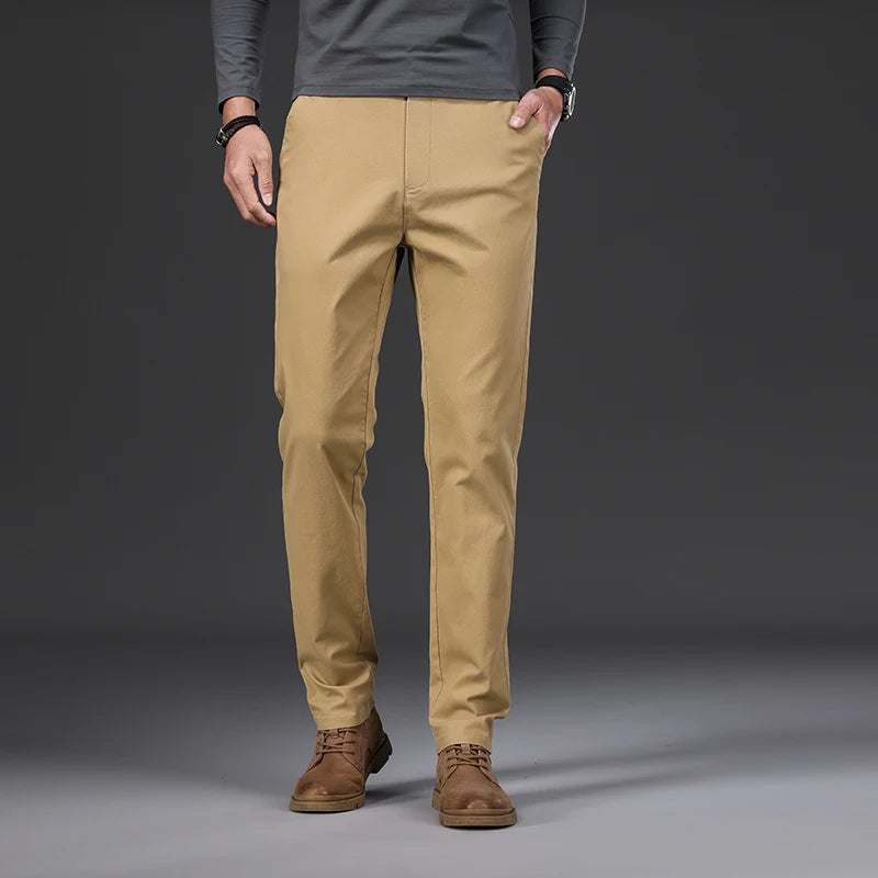 Men's Casual Coffee Stretch Straight Classic Lightweight Business Casual Pants