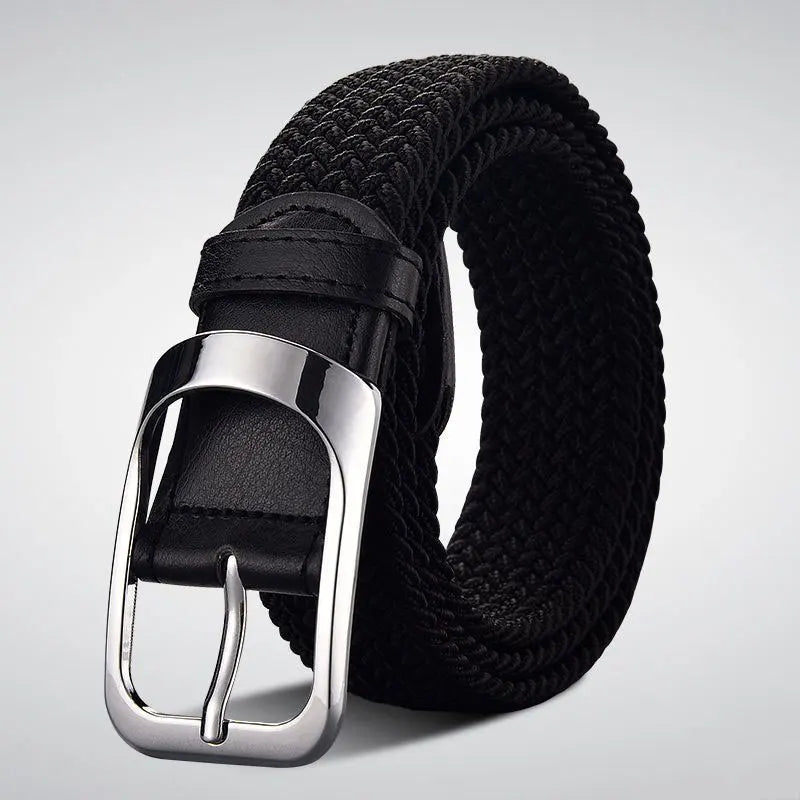 Men's woven waistband elastic canvas belt