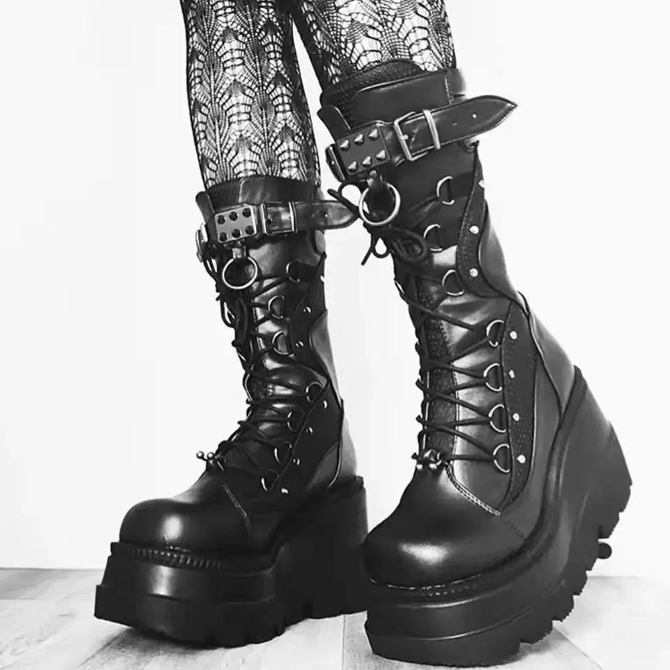 New Ladies Goth Platform Boots