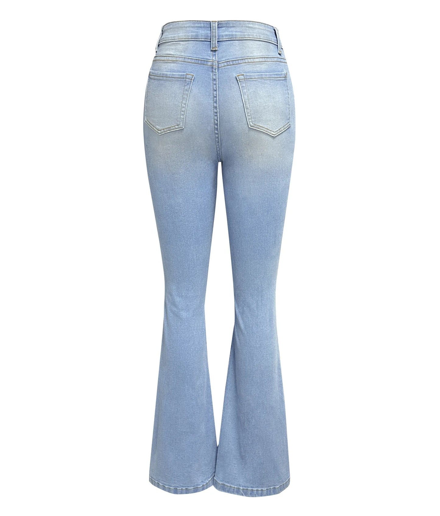 Schlanke Jeanshose mit Lochmuster und hoher Taille für Damen