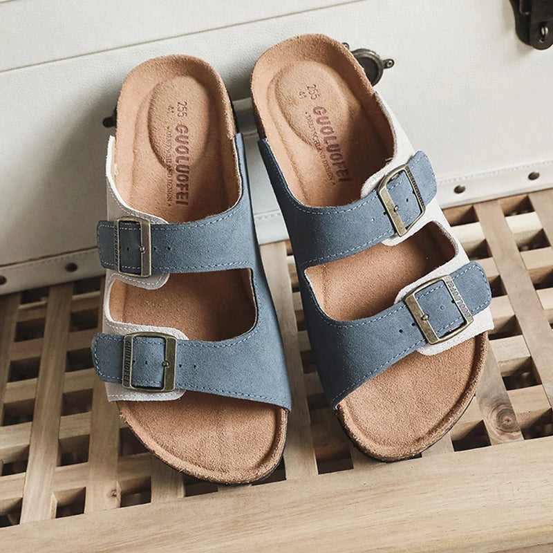 Women Cork Slippers Summer Mule Clogs Flats Sandals