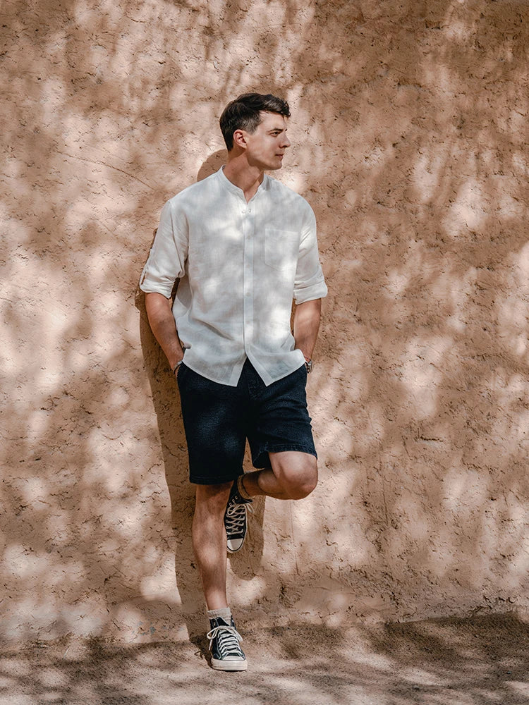 Neue Denim-Shorts aus Indigo-Sashiko-Stoff für den Sommer