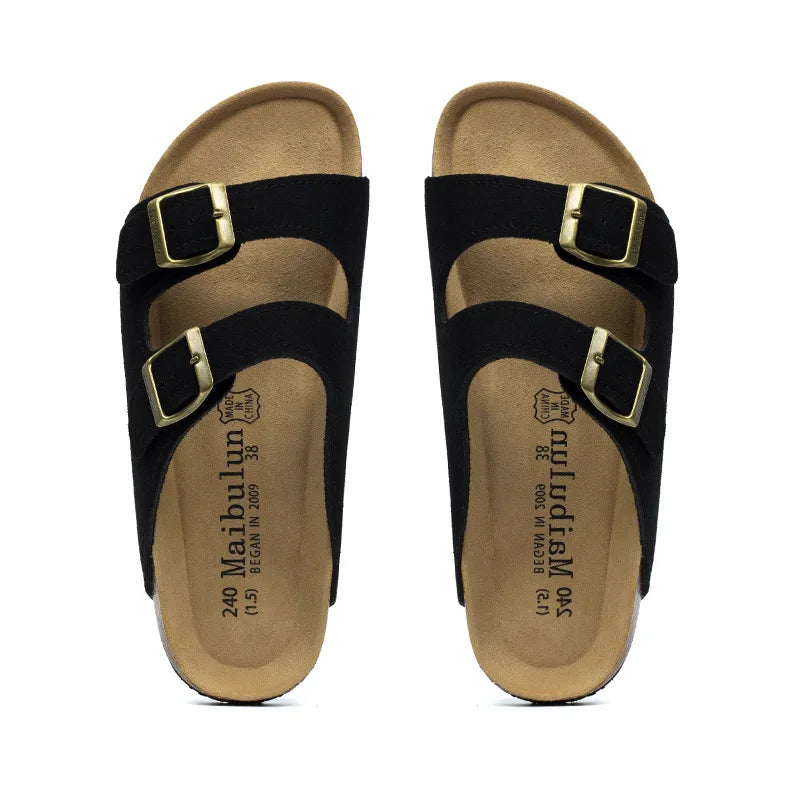 Women Cork Slippers Summer Mule Clogs Flats Sandals