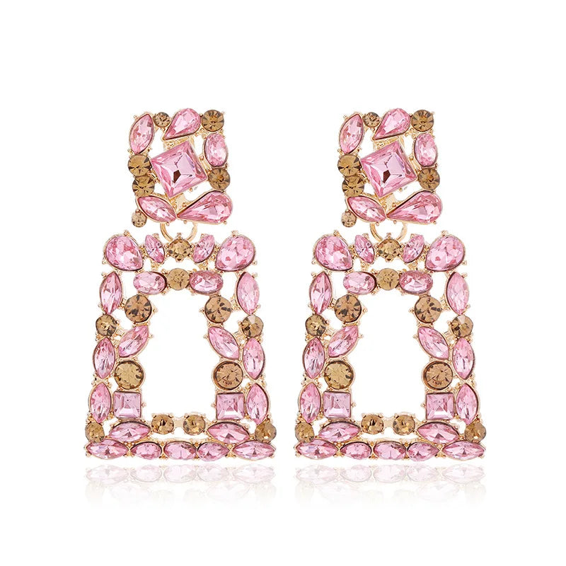 New Boho Ethnic Colorful Crystal Clip on Earrings