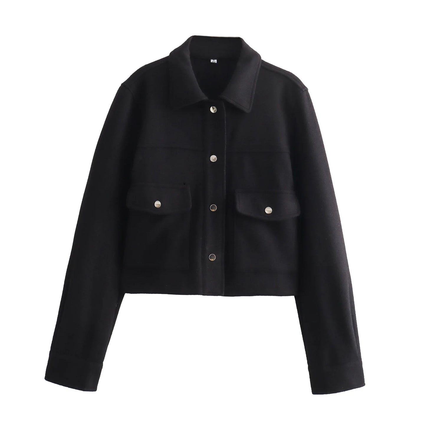 Womens Autumn Fashion Solid Front Pockets Button Long Sleeve Jacket