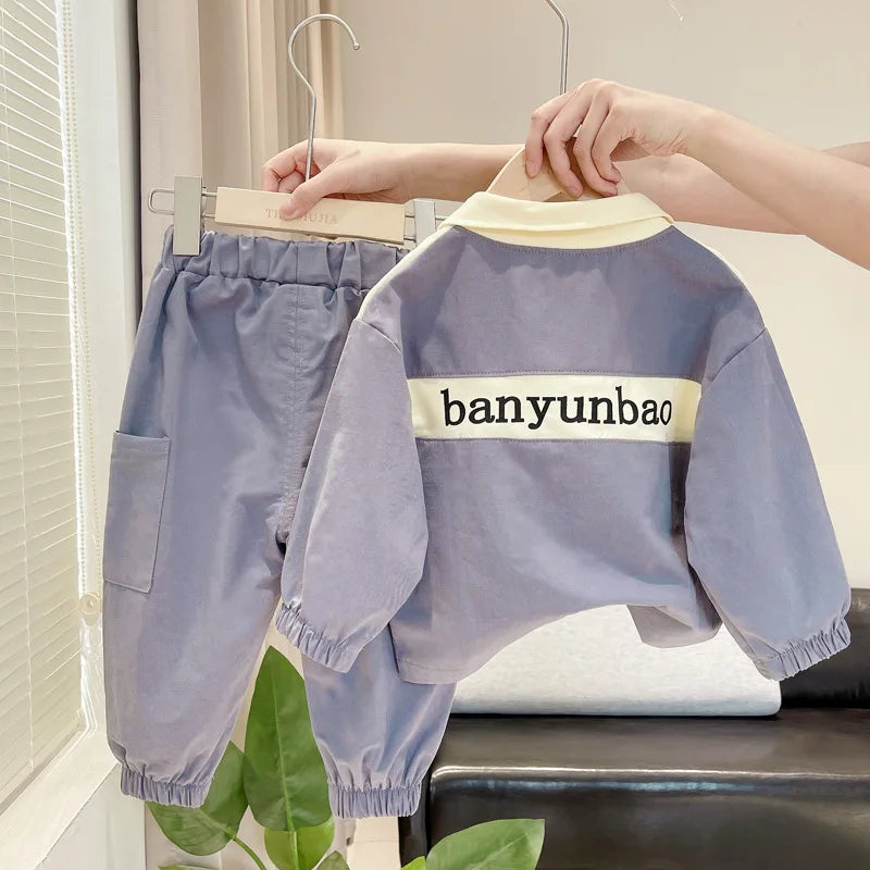 Baby Boys Cartoon Strips Shirt Pants 2pcs/Set