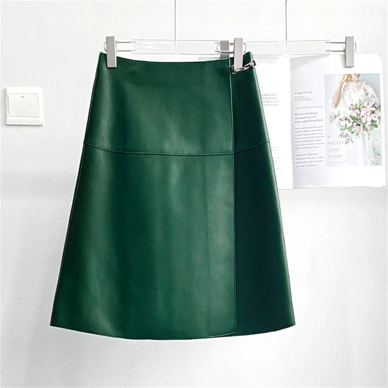 Niche Rave One Piece Genuine Leather Skirt