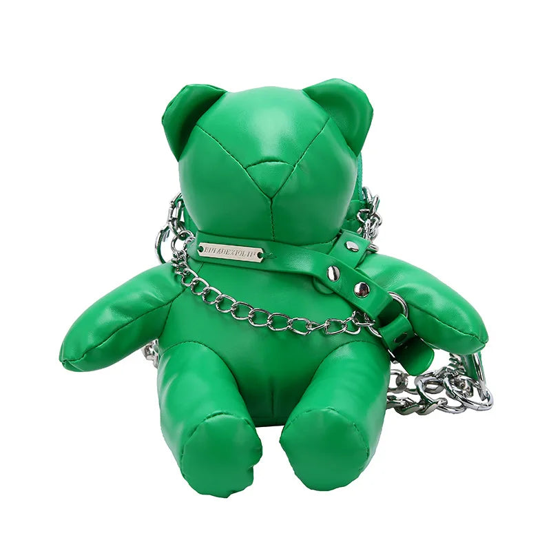 Designer Bear Doll Leather Fashion Chain Crossbody Shoulder Bag