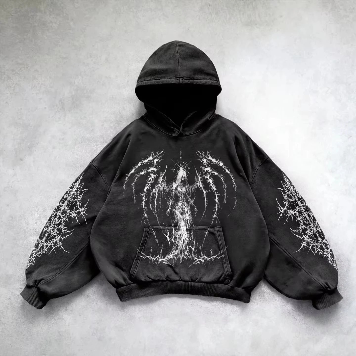 Neuer Hip-Hop-Hoodie mit Retro-Gothic-Grafikdruck