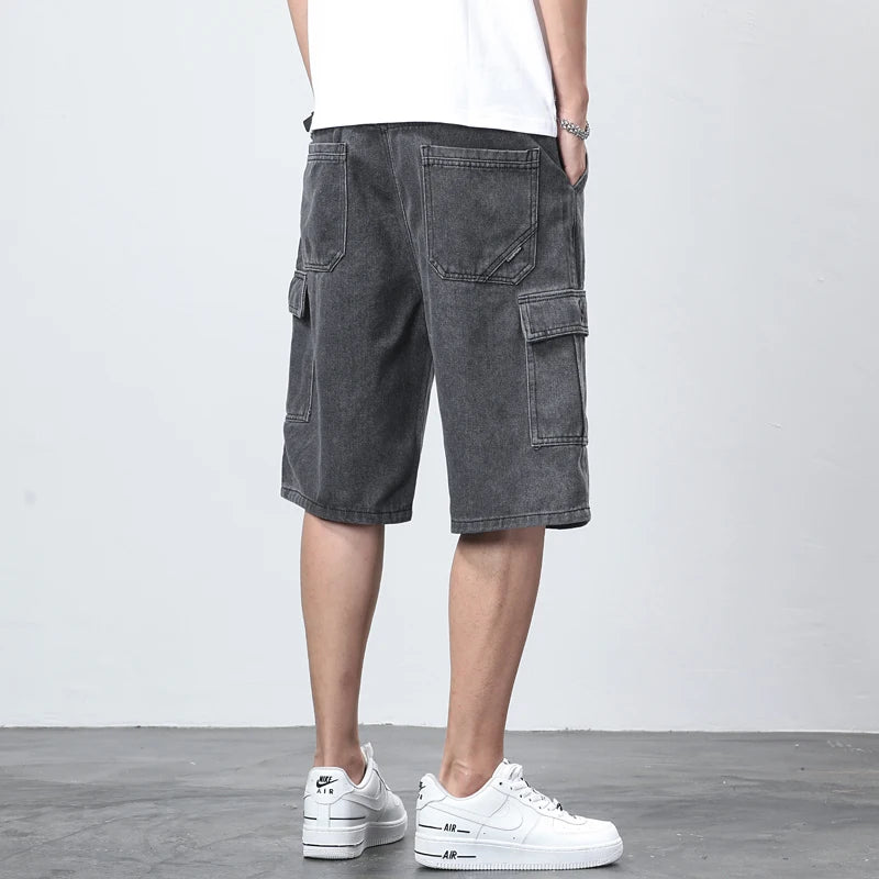 Denim Shorts für Herren Cargohose Baggy Bermuda Jeans Männliche Strandhose