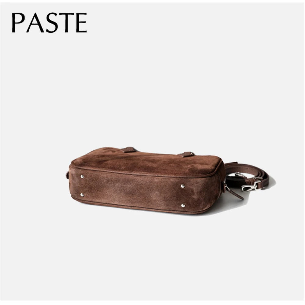 Reißverschluss offen matt Wildleder Kuh Leder Frauen Handtasche Büro Dame Pendler dünne Schultertasche