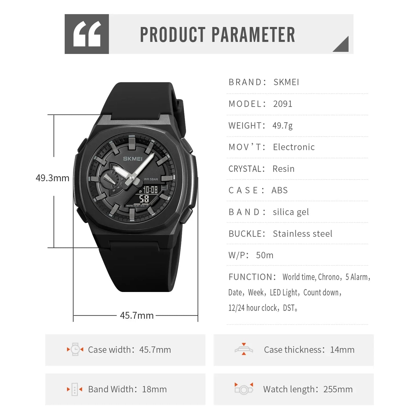 Men Waterproof Military Countdown Chrono Digital Wristwatch