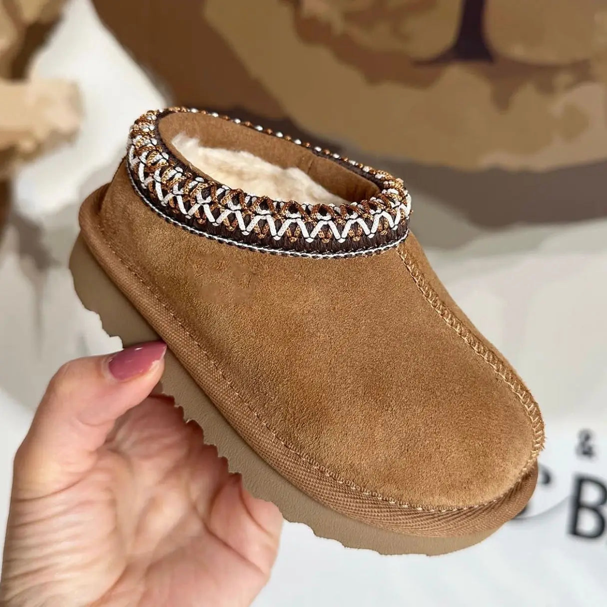 New Winter Kids Cowhide Suede Snow Boots