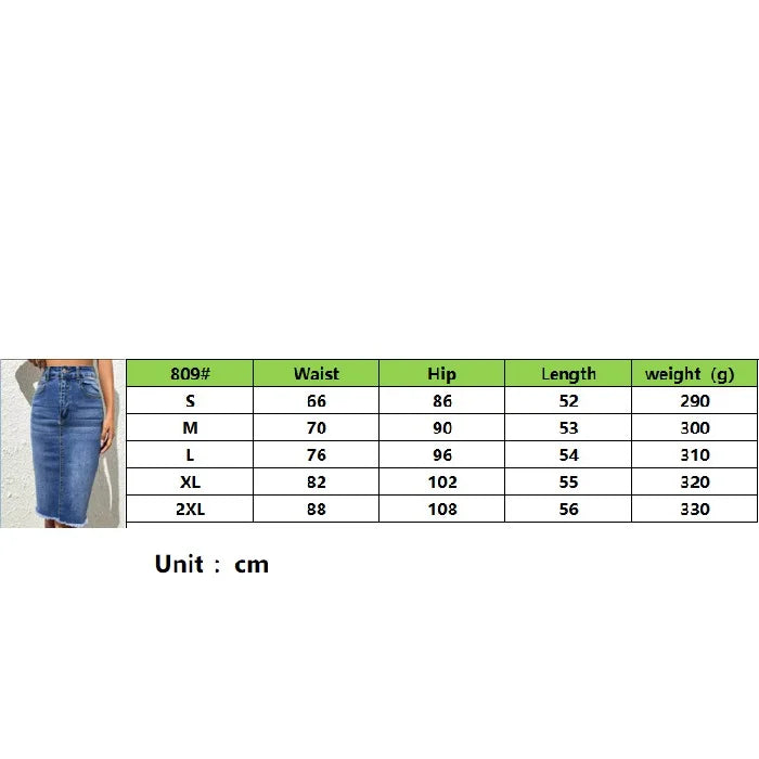 Knielanger Stretch-Jeansrock für Damen, legerer, figurbetonter Rock