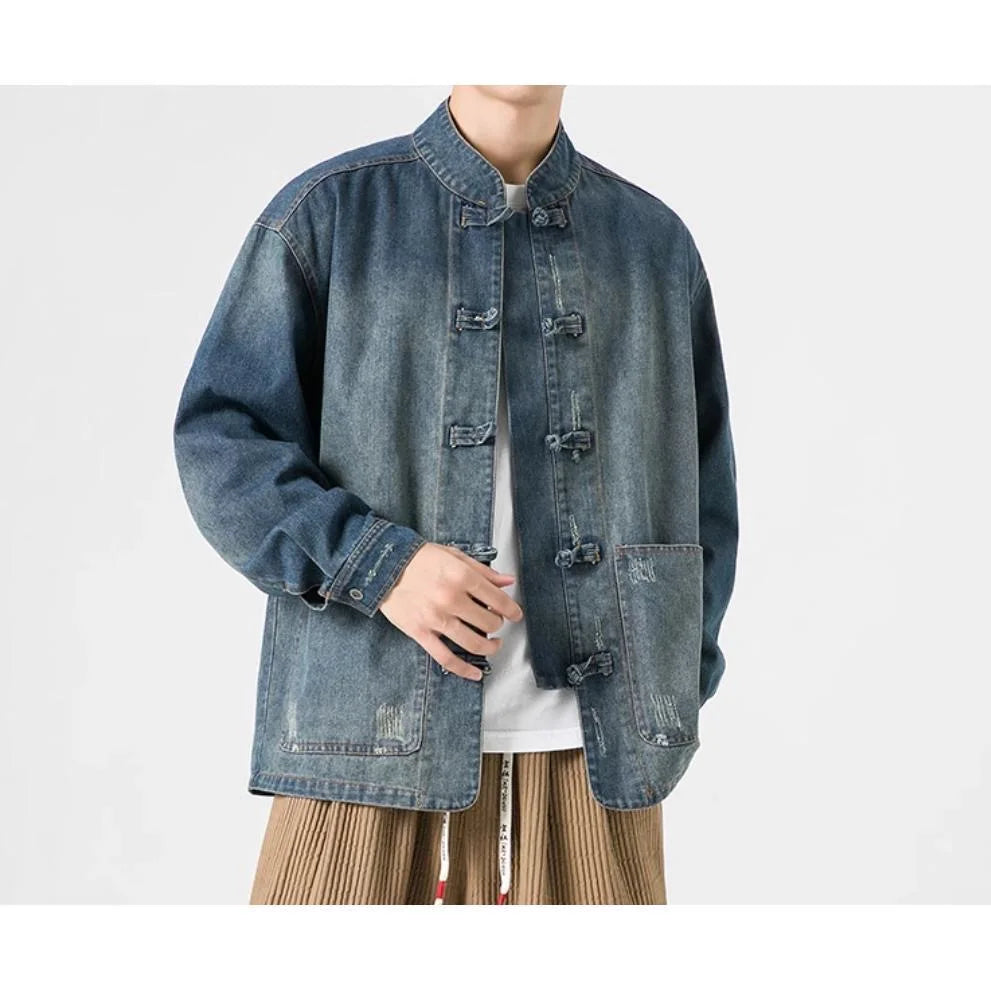 Neue gewaschene Jeansjacke im Retro-Chinesischen Stil