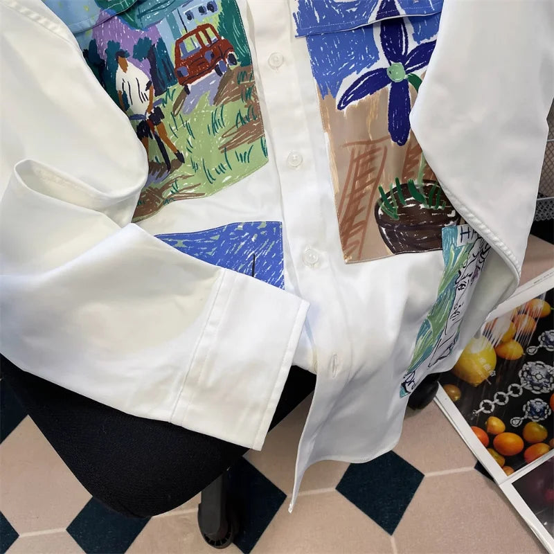 Neues französisches Vintage-Unikat, Graffiti-Ölgemälde-Shirt