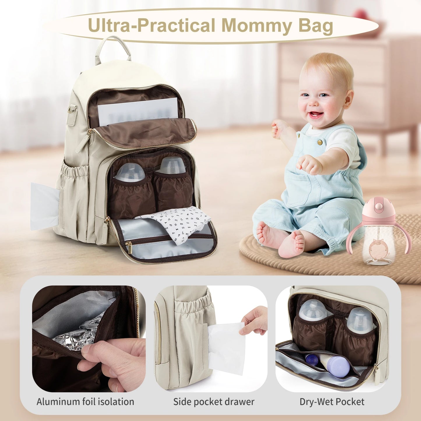 Baby Waterproof Multifunction Large Travel Diaper Bag