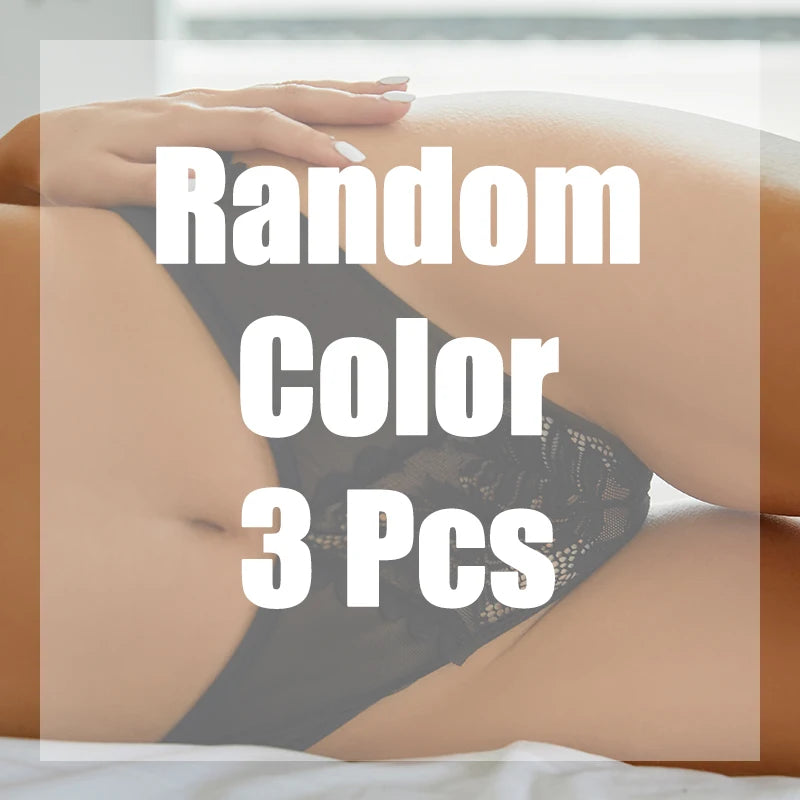 3Pcs/Set Sexy Lace Thongs Women Solid G-String Panties