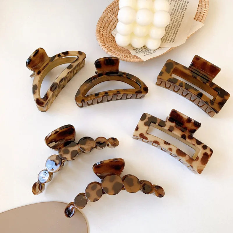 New Bilandi Elegant Leopard Print Resin Grab Clip