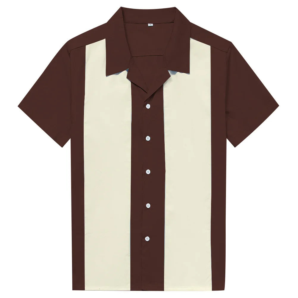 Men Short Sleeve Work Bowling Shirts