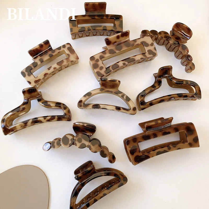 New Bilandi Elegant Leopard Print Resin Grab Clip