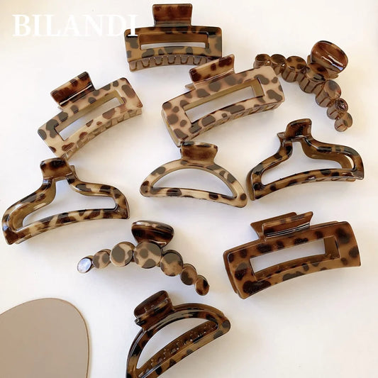 New Bilandi Elegant Leopard Print Resin Grab Clip