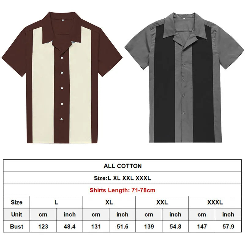 Men Short Sleeve Work Bowling Shirts
