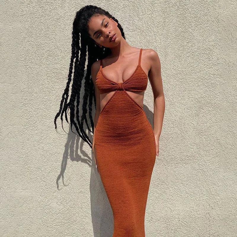 Spaghetti Strap Sexy Backless Maxi Summer Dress
