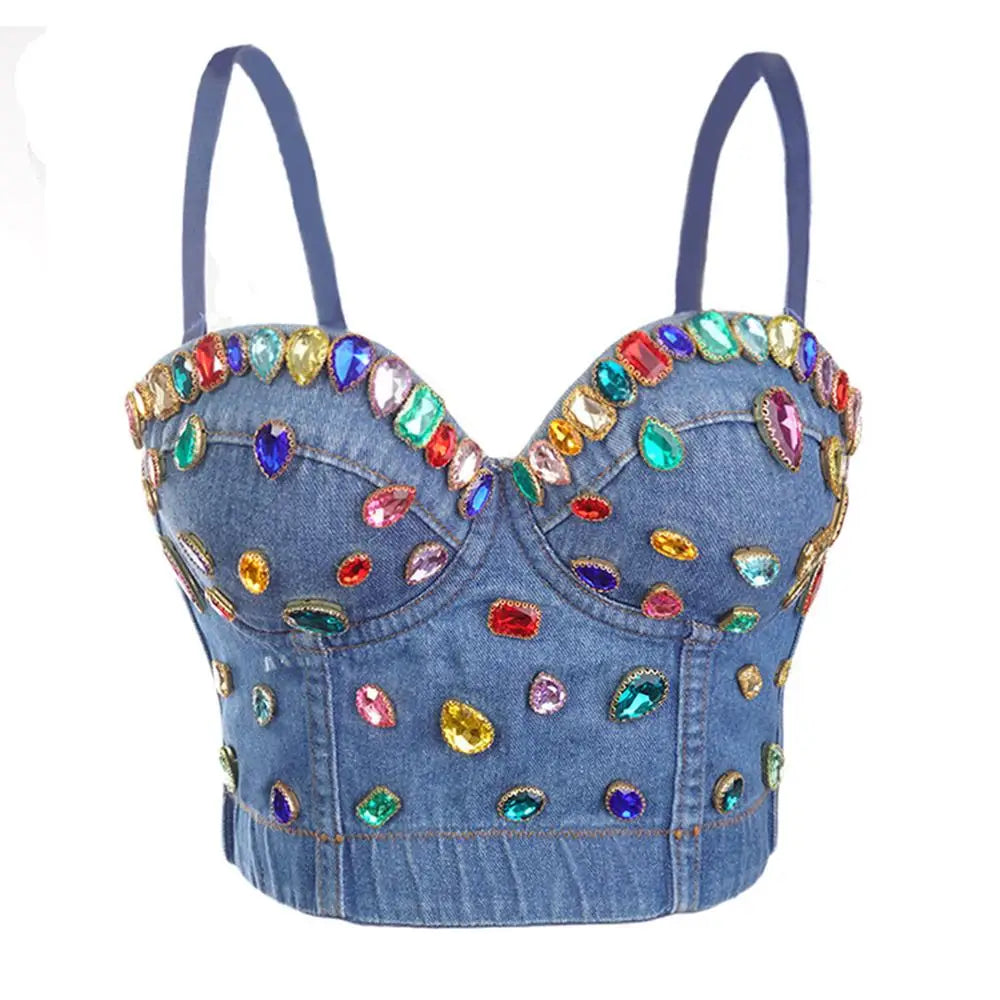 Women's Denim Bralette Cropped Top