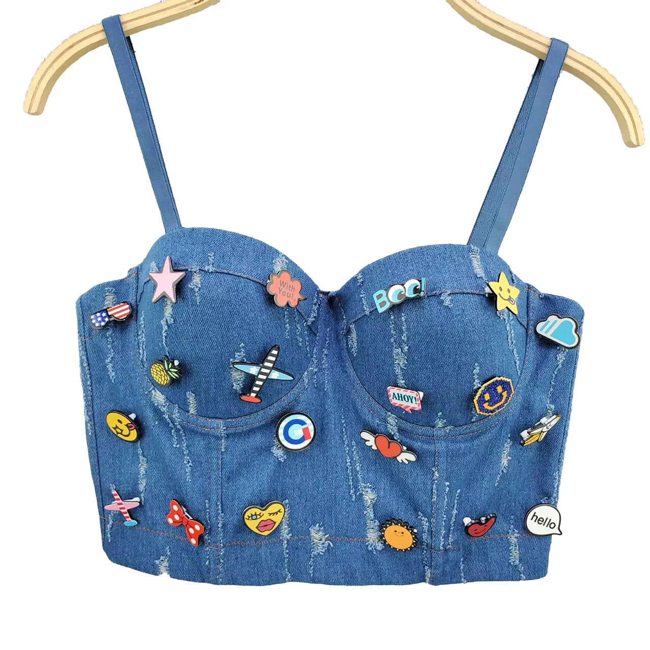 Women's Denim Bralette Cropped Top