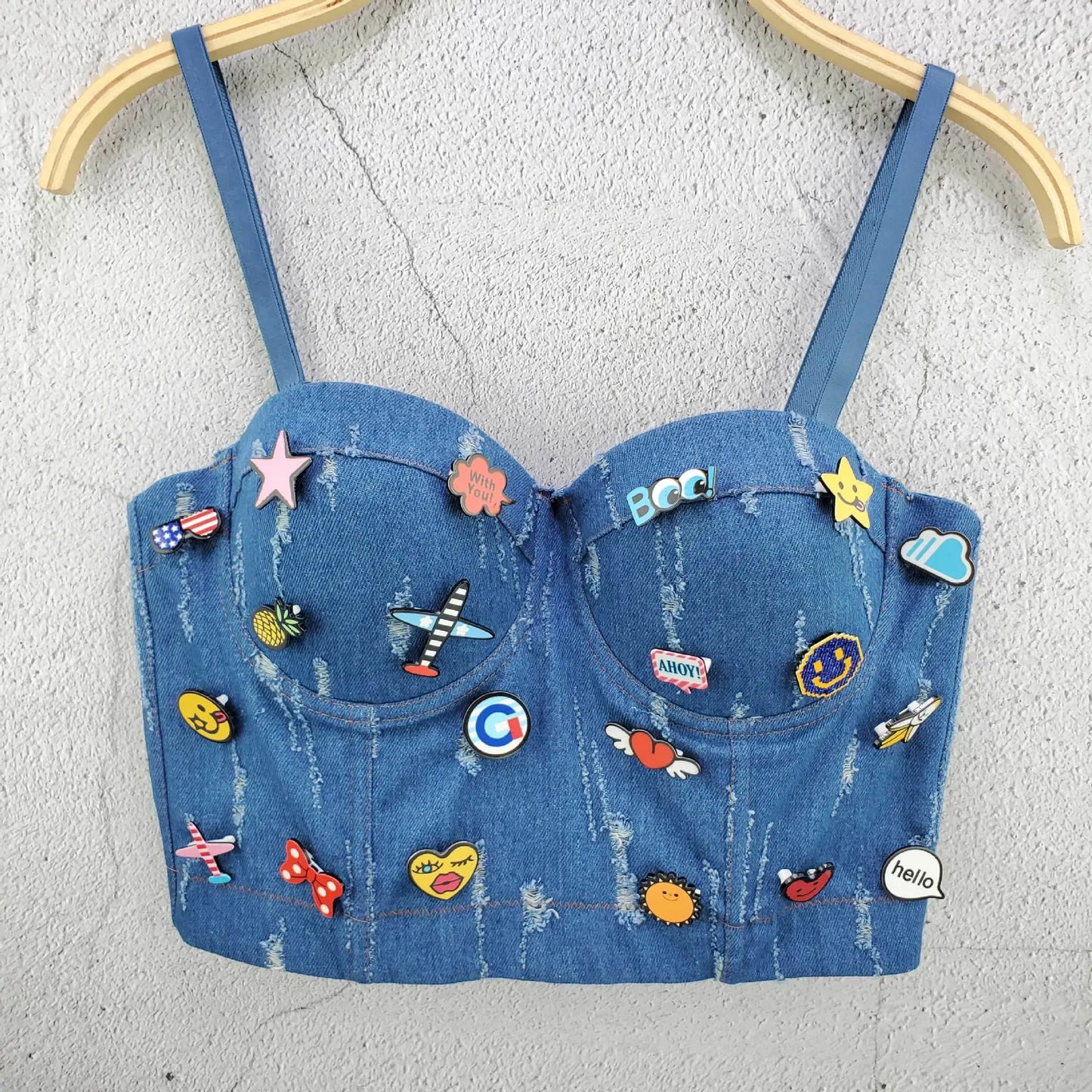 Women's Denim Bralette Cropped Top