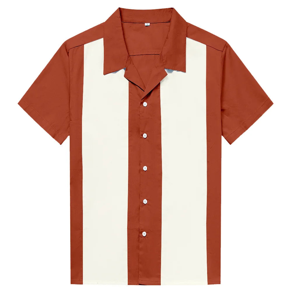 Men Short Sleeve Work Bowling Shirts