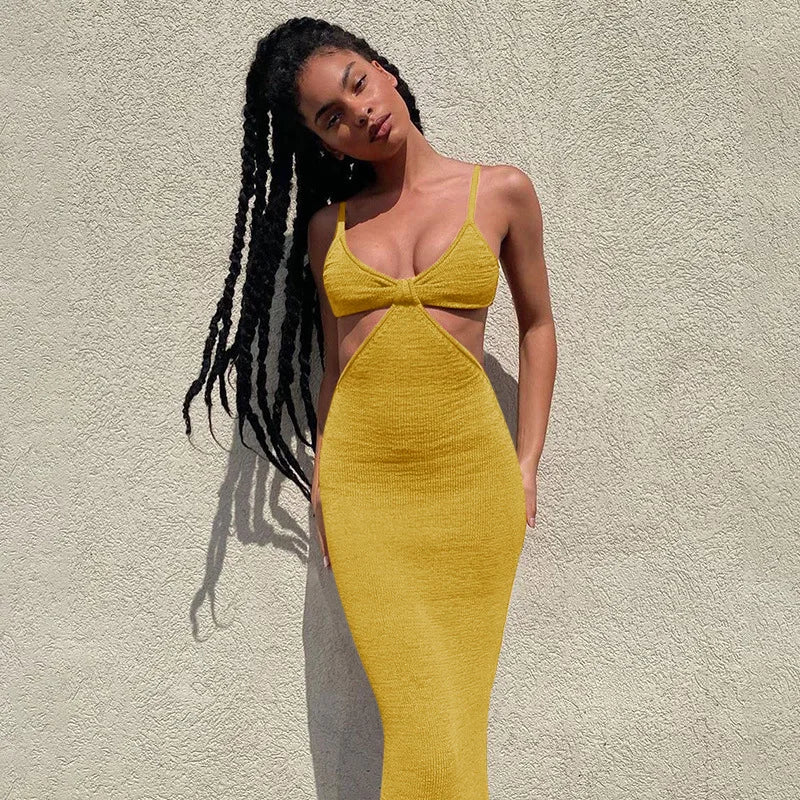 Spaghetti Strap Sexy Backless Maxi Summer Dress